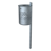 Free-standing litter bin, apporx. 50 l, with lid | hot dipped galvanized | without inside container